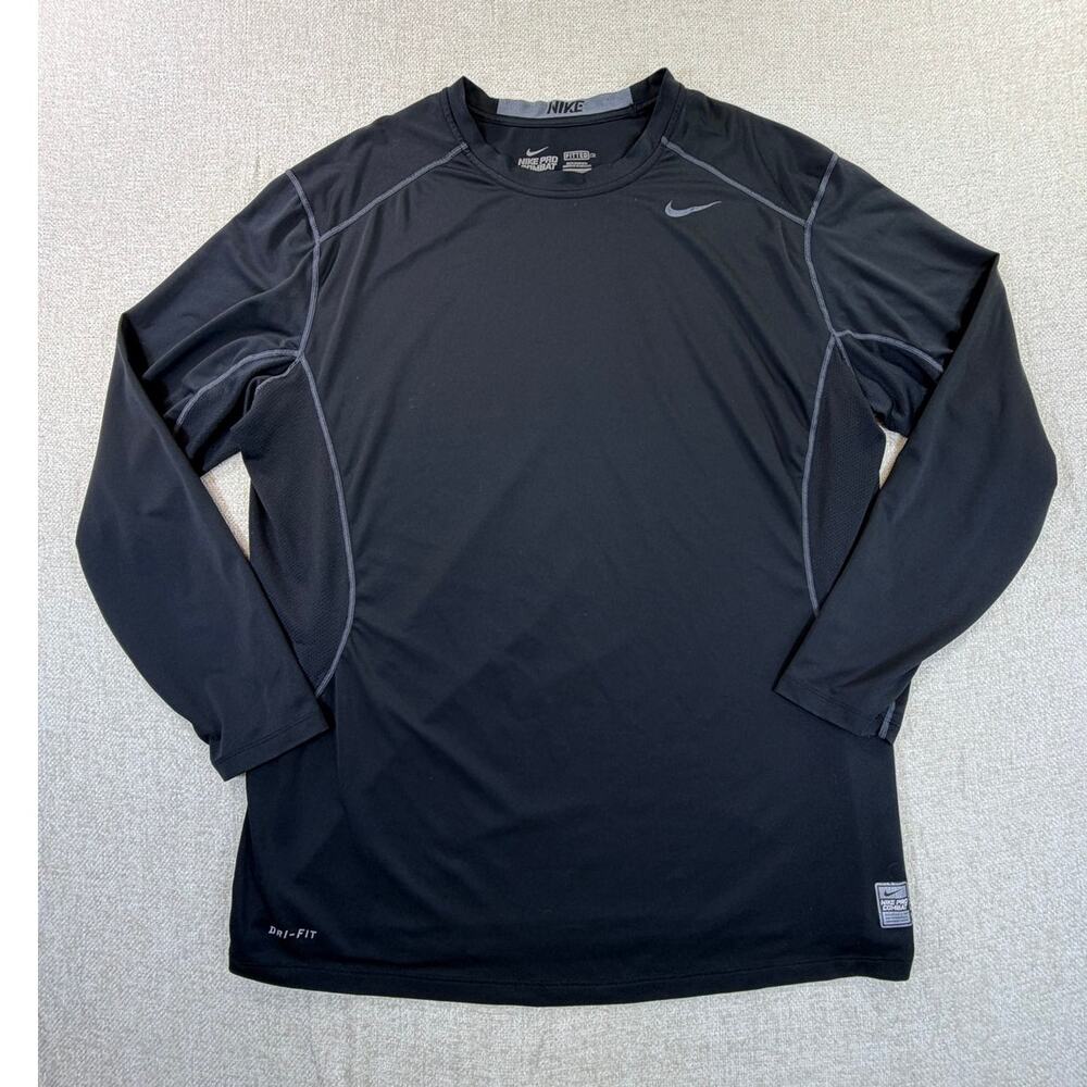 Nike Pro Combat Men's 2XL Black Fitted Long Sleeve Compression Athletic Shirt
